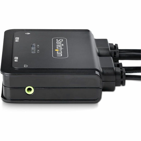 StarTech.com 2-Port Hybrid USB-C DisplayPort Cable KVM Switch, 4K 60Hz, Compact KVM with 6ft/1.8m USB-A & 4ft/1.2m USB-C Integrated Cables — C2-D46-UAC-CBL-KVM