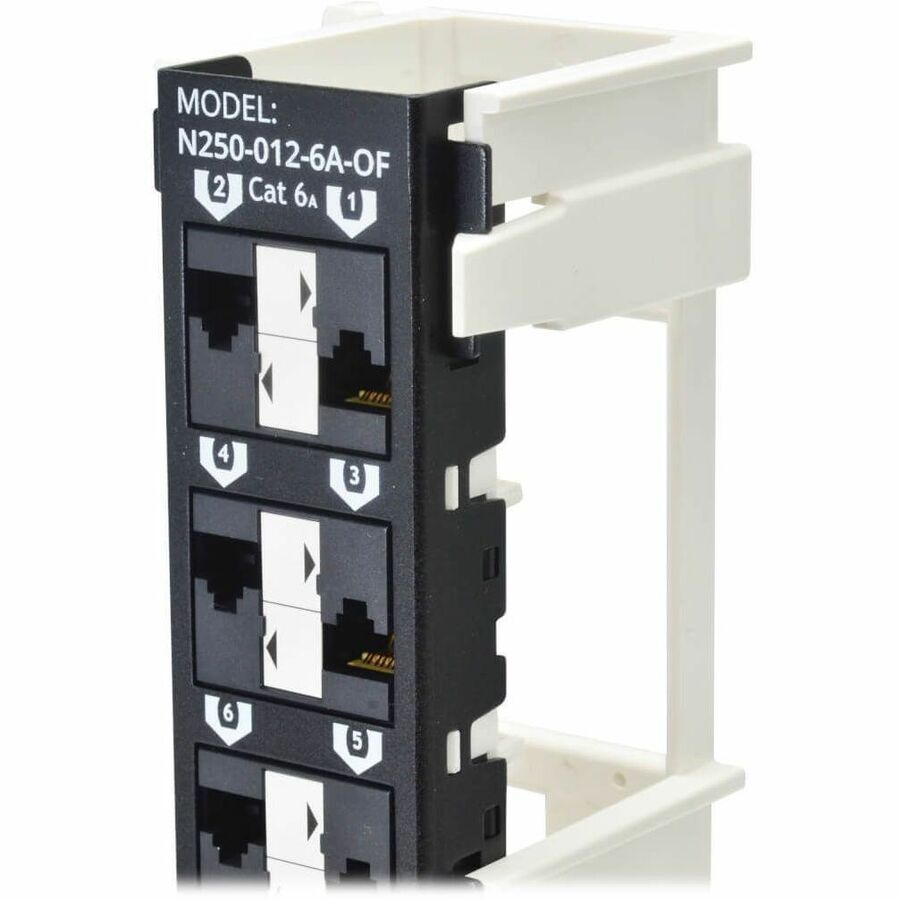 Eaton Tripp Lite Series 12-Port Cat6a Wall-Mount Patch Panel - PoE+ Compliant, 110, 568A/B, RJ45 Ethernet, Offset Ports, TAA — N250-012-6A-OF