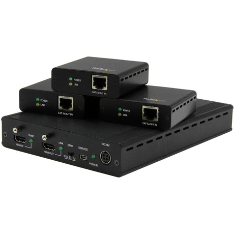 StarTech.com 3 Port HDBaseT Extender Kit with 3 Receivers - 1x3 HDMI over CAT5e/CAT6 Splitter - 1-to-3 HDBaseT Distribution System - Up to 4K — ST124HDBT