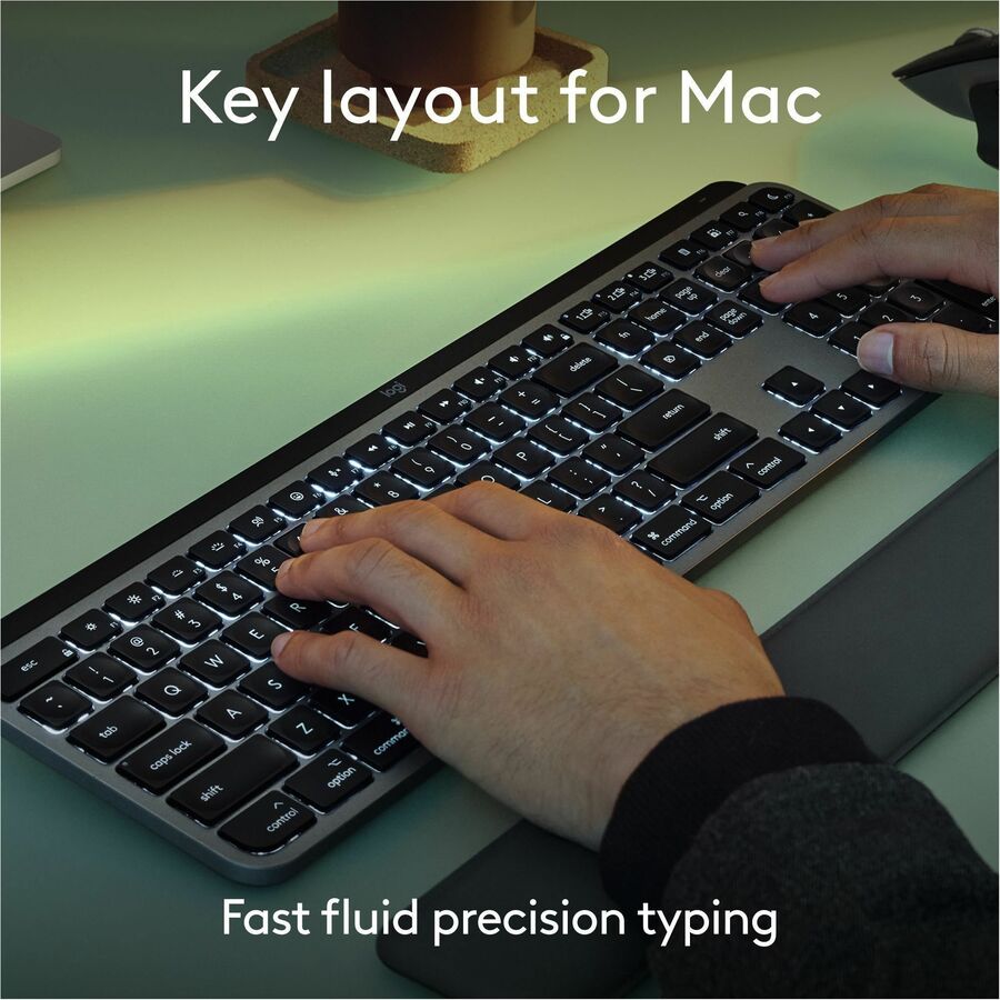 Logitech MX Keys S for Mac, Wireless Keyboard, Fluid, Precise Laptop-Like Typing, Programmable Keys, Backlit, Bluetooth, Space Grey — 920-011621