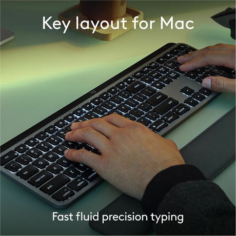 Logitech MX Keys S for Mac, Wireless Keyboard, Fluid, Precise Laptop-Like Typing, Programmable Keys, Backlit, Bluetooth, Space Grey — 920-011621