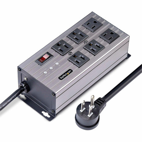 StarTech.com 6-Outlet Industrial Power Strip 125V/15A, EMI/RFI Isolation, Surge Protection, Mountable PDU, 8ft NEMA 5-15P Cord, UL Listed — 6N515S8-POWER-STRIP