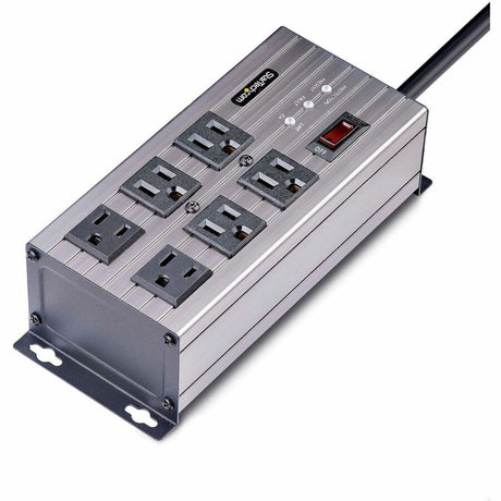 StarTech.com 6-Outlet Industrial Power Strip 125V/15A, EMI/RFI Isolation, Surge Protection, Mountable PDU, 8ft NEMA 5-15P Cord, UL Listed — 6N515S8-POWER-STRIP