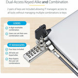 StarTech.com 10-Pack Dual-Access Laptop Lock, 6.5ft (2m) Keyed Alike and Combination Security Cable Lock for K-Slot Devices, Anti-Theft — DUALKA10-LAPTOP-LOCK