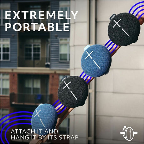 ULTIMATE EARS MINIROLL Ultra-Portable Waterproof Bluetooth Speaker, Big Bass, IP67 Dustproof, 131 ft (40 m) Range - Majestic Blue — 984-002020