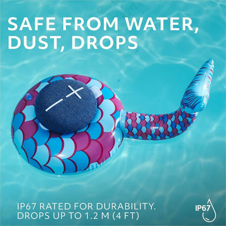 ULTIMATE EARS MINIROLL Ultra-Portable Waterproof Bluetooth Speaker, Big Bass, IP67 Dustproof, 131 ft (40 m) Range - Majestic Blue — 984-002020