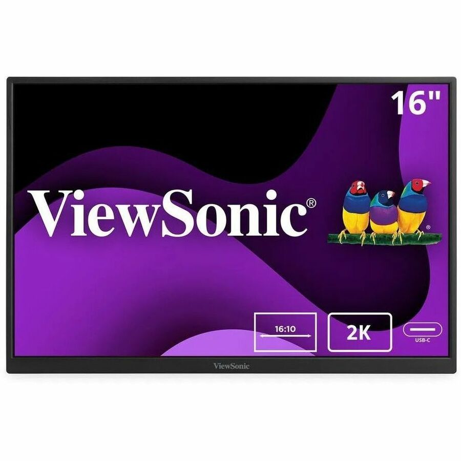 ViewSonic VG1656-2K 16 Inch WQXGA 1600p IPS Portable Monitor with 2 Way Powered 65W USB C, and Built-in Stand with Smart Cover — VG1656-2K
