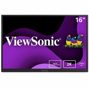ViewSonic VG1656-2K 16 Inch WQXGA 1600p IPS Portable Monitor with 2 Way Powered 65W USB C, and Built-in Stand with Smart Cover — VG1656-2K