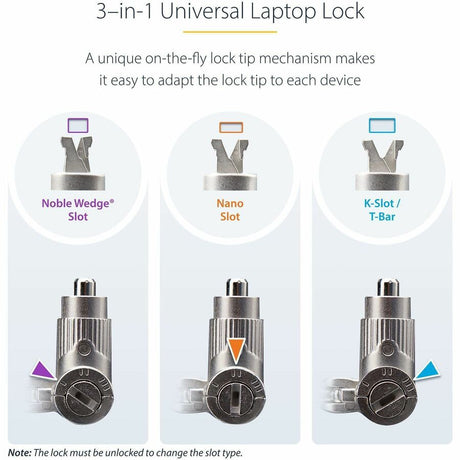 StarTech.com 25-Pack Universal Laptop Lock 6.6ft, Master Keyed Locking Cable, Security Cable, Compatible w/Noble Wedge&reg;/Nano/K-Slot — UNIVMK25-LAPTOP-LOCK