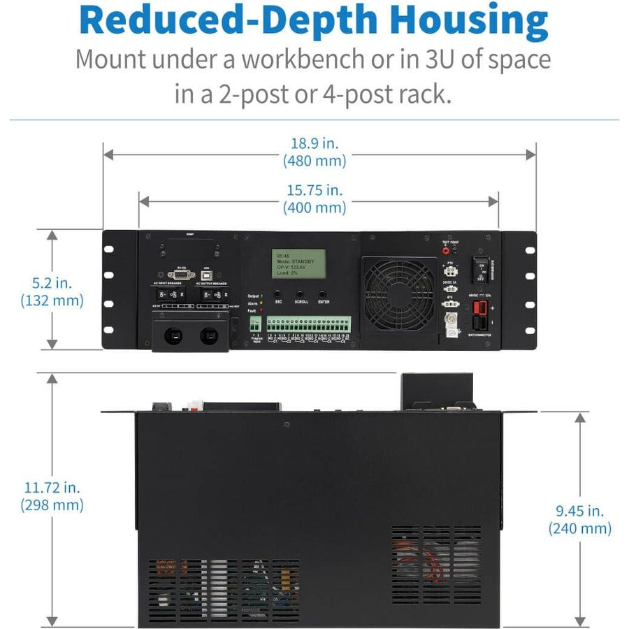 Eaton Tripp Lite Series 120VAC 24VDC 2000VA 1600W Extreme Temperature Network UPS for Industrial and Traffic Networks, 3U, Hardwire, TAA — SMART1524ET