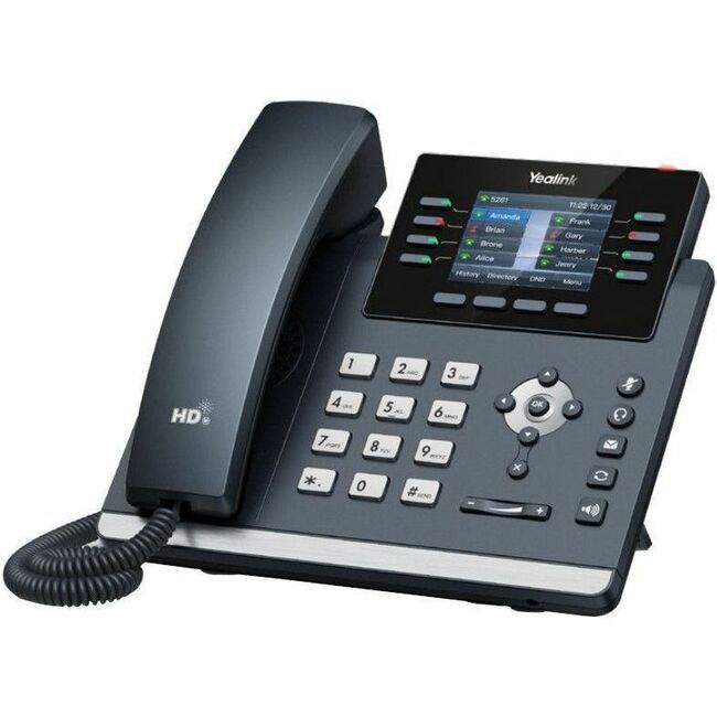 Yealink SIP-T44W IP Phone - Corded - Corded/Cordless - Bluetooth, Wi-Fi - Wall Mountable, Desktop - Classic Gray — 1301213