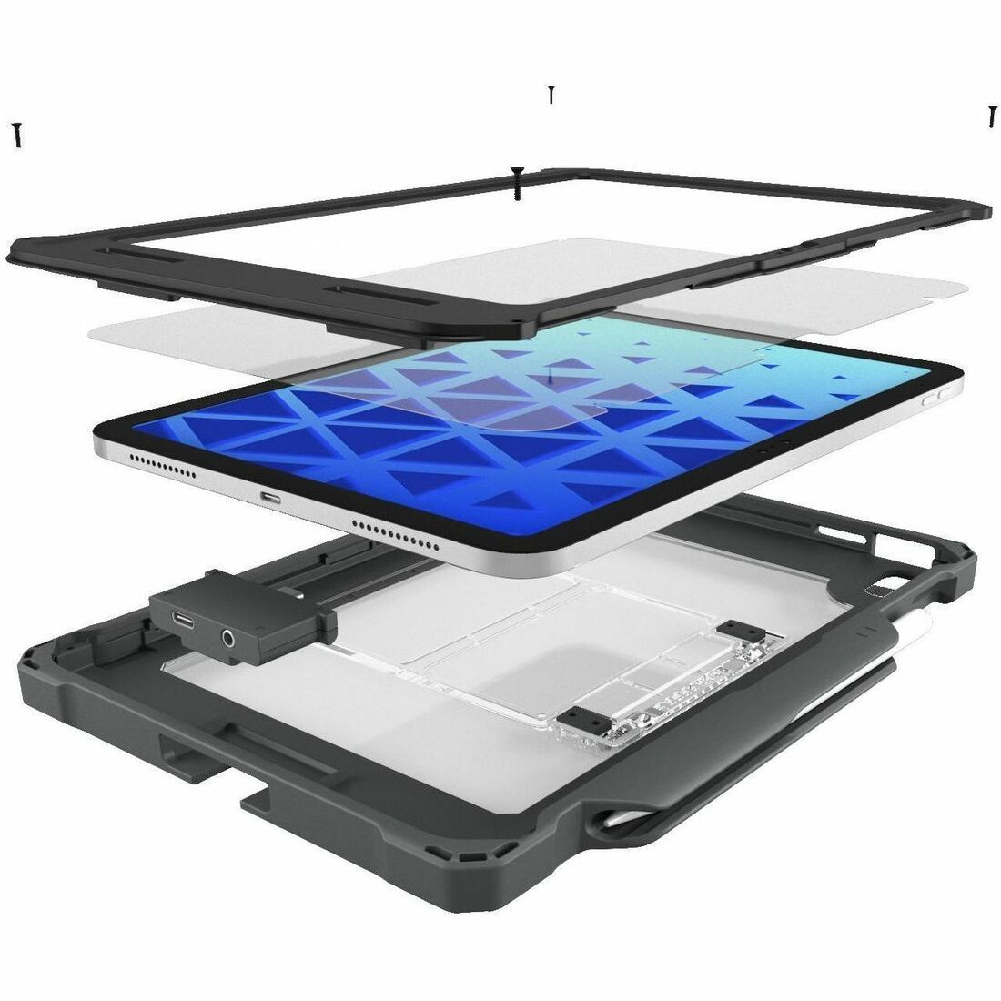 Shield Extreme-X2 for iPad 10 10.9" w/3.5 mm Adapter and Tamper-Resistant Design (2022) (Black Bezel-Gray Case) — APSXX2AIP10BLK