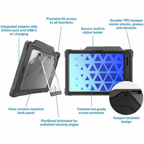 Shield Extreme-X2 for iPad 10 10.9" w/3.5 mm Adapter and Tamper-Resistant Design (2022) (Black Bezel-Gray Case) — APSXX2AIP10BLK