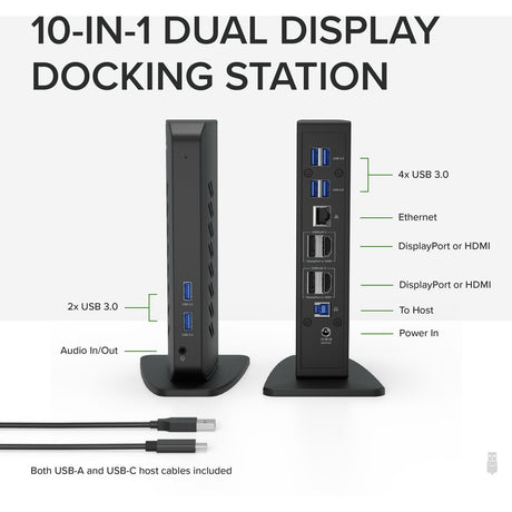 Plugable USB 3.0 and USB-C Dual 4K Display Docking Station with DisplayPort and HDMI for Windows and Mac — UD-6950Z