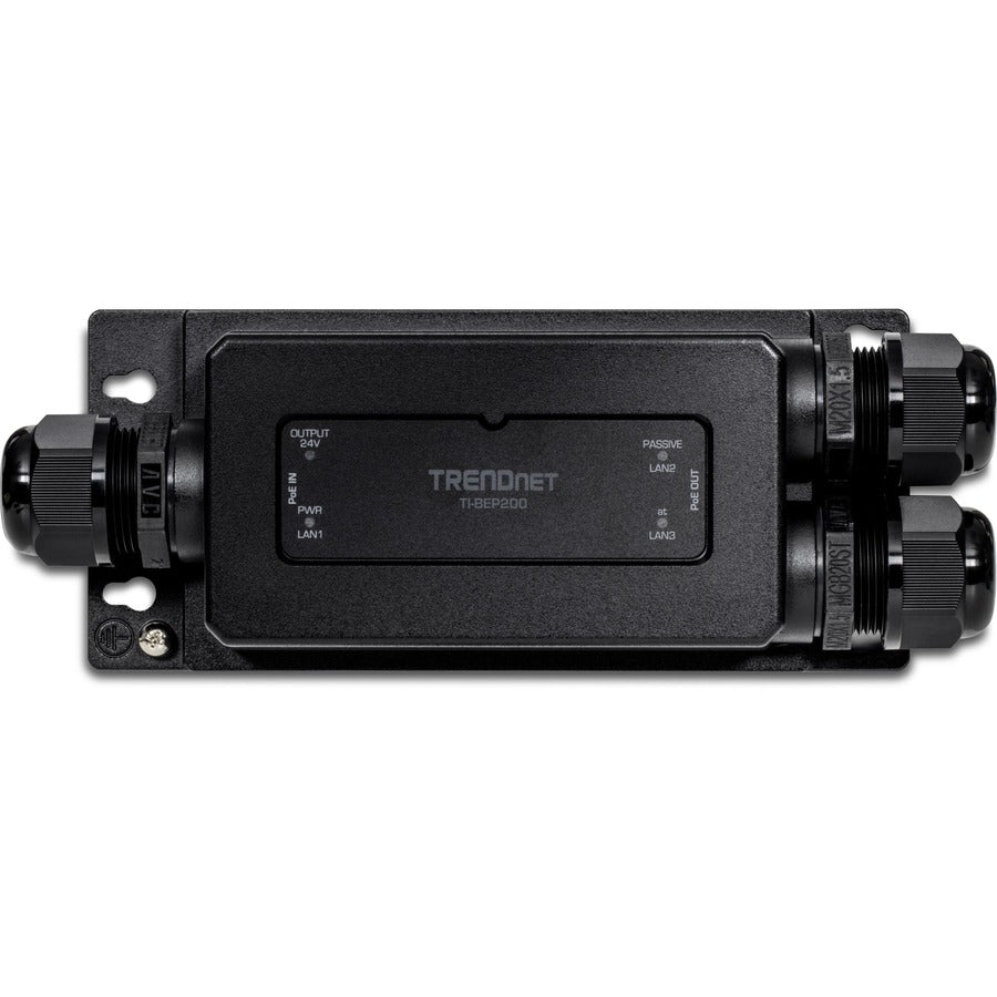 TRENDnet 2-Port Industrial Outdoor Gigabit PoE Extender, Hardened IP67 Extreme Temperature Rated Housing, Extends 100m for Total Distance up to 200m (656 ft.) for up to 2 Devices, Black, TI-BEP200