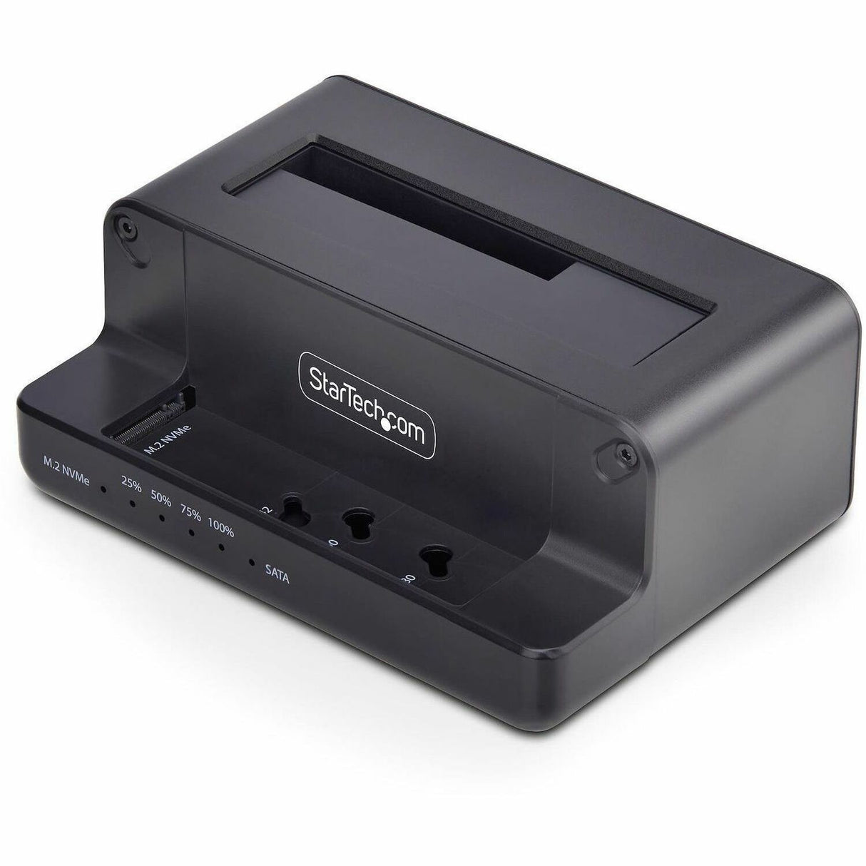 StarTech.com M.2 NVMe to 2.5/3.5" SATA Drive Duplicator, Dual Bay Standalone Cloner/Dock, Bidirectional NVMe to SATA/SATA to NVMe, TAA — N2-M2-SSD-DUPLICATOR