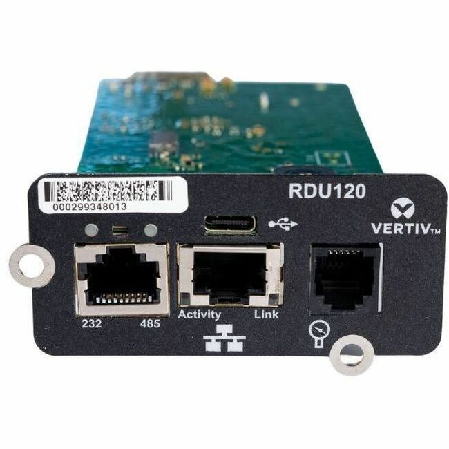 Vertiv Liebert IntelliSlot RDU120 - Network Card, Remote Monitoring Adapter, RS-485, USB Port, UL2900-1 cybersecurity certified, 1Gb Ethernet (RDU120) — RDU120