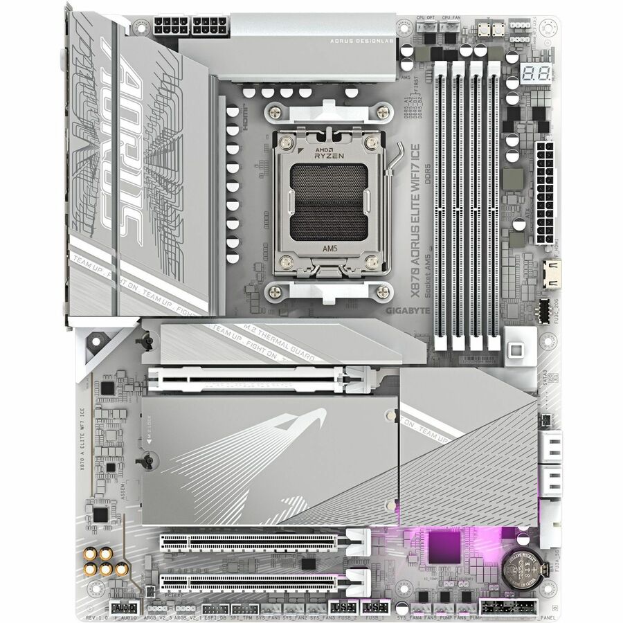 Aorus Ultra Durable X870 AORUS ELITE WIFI7 ICE Gaming Desktop Motherboard - AMD X870 Chipset - Socket AM5 - ATX — X870 A ELITE WF7 ICE
