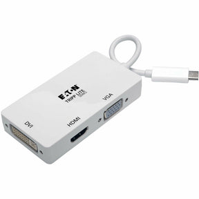 Eaton Tripp Lite Series USB-C Multiport Adapter (M/3xF) - 4K 60 Hz HDMI, DVI, VGA, HDCP, White — U444-06N-HDV4K6