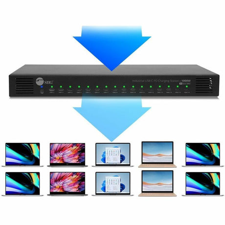 SIIG 16-Port Industrial USB-C PD Charging Station - 1000W - up to 10 USB-C 100W - up to 16 USB-C 60W — ID-US0C11-S1