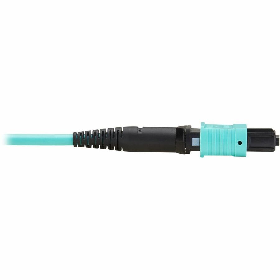Eaton Tripp Lite Series 40/100/400G Multimode 50/125 OM3 Fiber Optic Cable (8F MPO/MPO-PC F/F), Type-A Polarity, OFNP, Aqua, 30 m (98.4 ft.) — N844A-30M-8-P