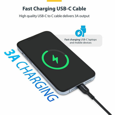 StarTech.com 15ft (4.5m) USB-C Charging Cable, Charge & Sync, 60W (3A) PD, USB 2.0 Laptop Charger Cable, TPE Jacket - USB C Charging Cord — USB2CC15FBKE