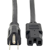Eaton Tripp Lite Series Power Cord, NEMA 5-15P to C15 - Heavy-Duty, 15A, 125V, 14 AWG, 8 ft. (2.43 m), Black — P019-008