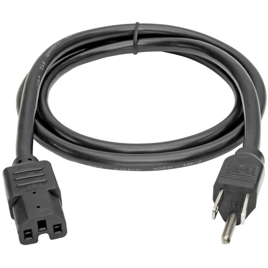 Eaton Tripp Lite Series Power Cord, NEMA 5-15P to C15 - Heavy-Duty, 15A, 125V, 14 AWG, 8 ft. (2.43 m), Black — P019-008