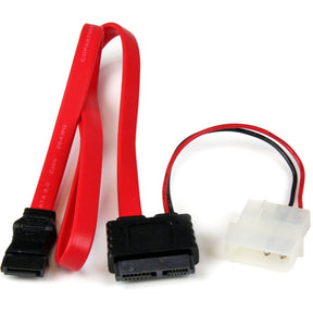 StarTech.com 20in Slimline SATA to SATA with LP4 Power Cable Adapter — SLSATAF20