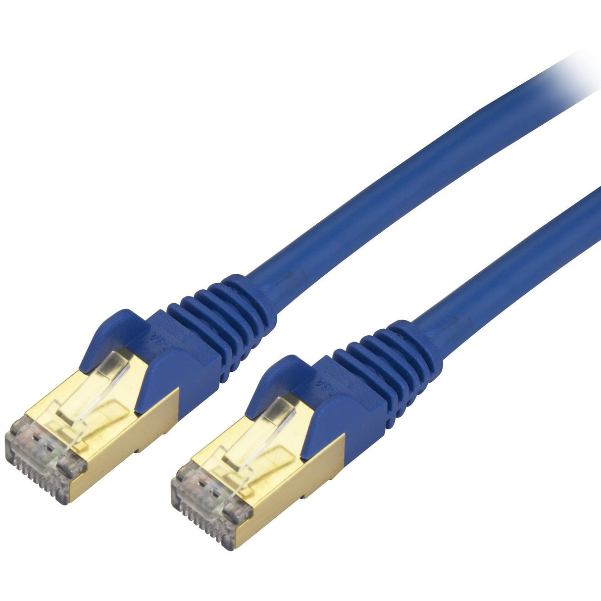 StarTech.com 7ft CAT6a Ethernet Cable - 10 Gigabit Category 6a Shielded Snagless 100W PoE Patch Cord - 10GbE Blue UL Certified Wiring/TIA — C6ASPAT7BL