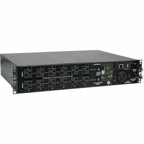 Eaton Tripp Lite Series 2.9kW Single-Phase Switched Automatic Transfer Switch PDU, 2 120V L5-30P Inputs, 24 5-15/20R & 1 L5-30R Outputs, 2U, TAA — PDUMH30ATNET