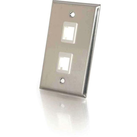 C2G 2-Port Single Gang Multimedia Keystone Wall Plate - Stainless Steel — 37094