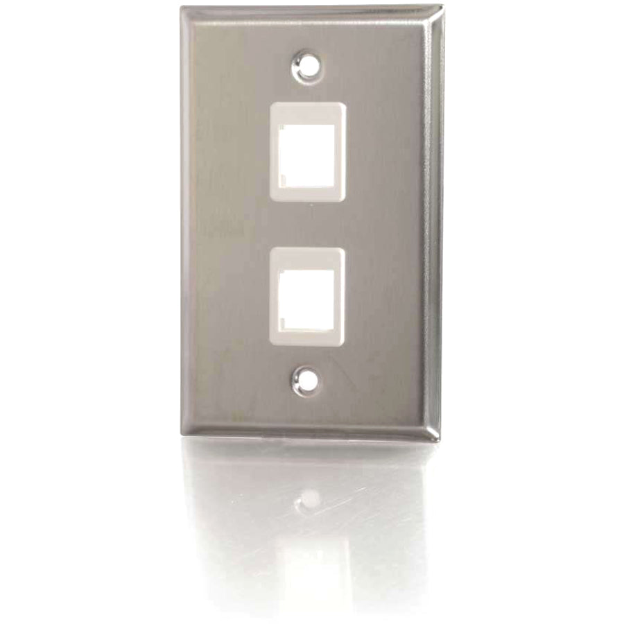 C2G 2-Port Single Gang Multimedia Keystone Wall Plate - Stainless Steel — 37094
