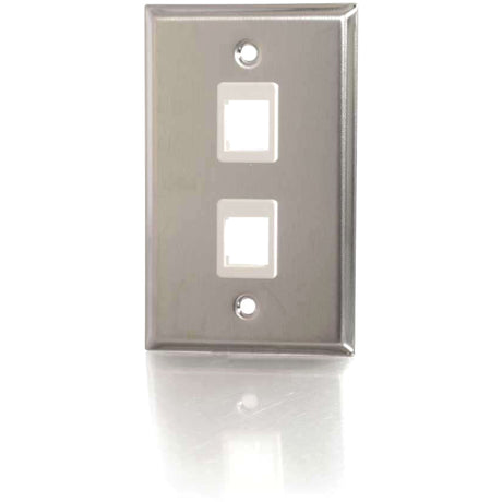 C2G 2-Port Single Gang Multimedia Keystone Wall Plate - Stainless Steel — 37094