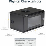 StarTech.com 2-Post 6U Wall Mount Network Cabinet w/ Acrylic Door, 19" Small Wall-Mounted Server Rack for Data / Computer Equipment — RK619WALL