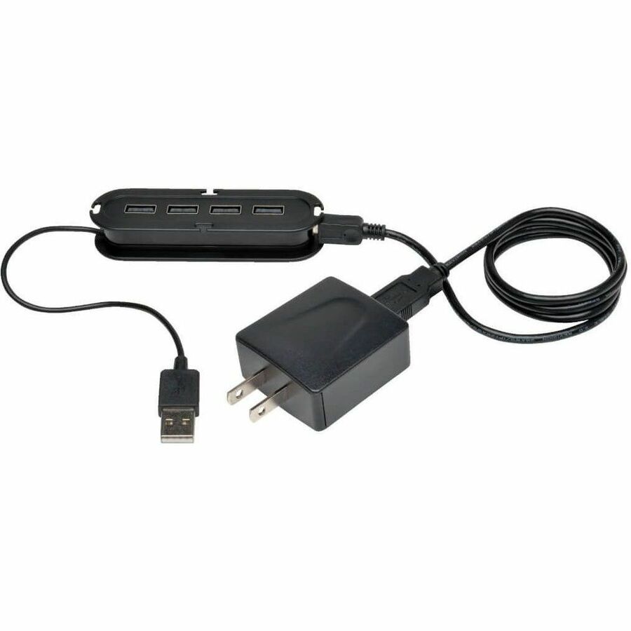 Eaton Tripp Lite Series 4-Port USB 2.0 Ultra-Mini Compact Hub with Power Adapter — U222-004-R