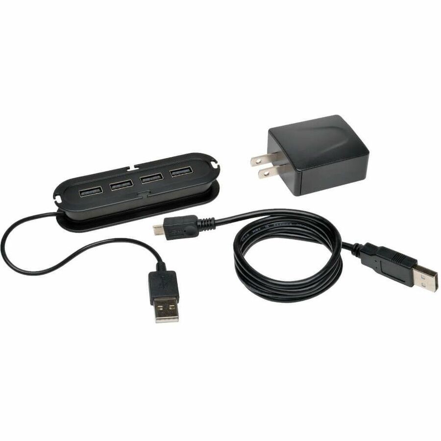 Eaton Tripp Lite Series 4-Port USB 2.0 Ultra-Mini Compact Hub with Power Adapter — U222-004-R