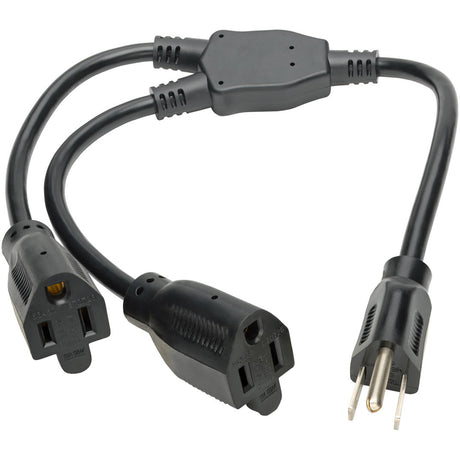 Eaton Tripp Lite Series Extension Cord Y Splitter, NEMA 5-15P to 2x NEMA 5-15R - 13A, 120V, 16 AWG, 18-in. (45.72 cm), Black — P024-18N-13A-2R
