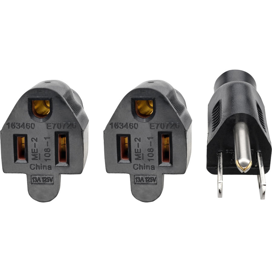 Eaton Tripp Lite Series Extension Cord Y Splitter, NEMA 5-15P to 2x NEMA 5-15R - 13A, 120V, 16 AWG, 18-in. (45.72 cm), Black — P024-18N-13A-2R
