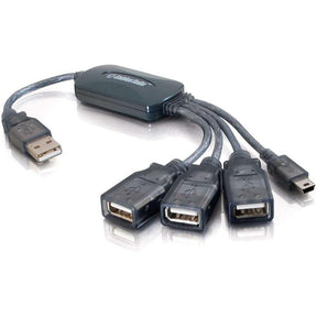 C2G 11in 4-Port USB Splitter - 3 USB A Ports and 1 USB Mini B Plug - USB 2.0 — 27402