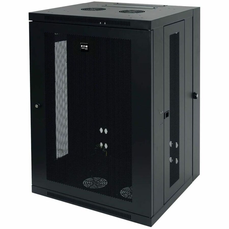 Eaton Tripp Lite Series SmartRack 18U Low-Profile Switch-Depth Wall-Mount Rack Enclosure Cabinet, Hinged Back — SRW18US