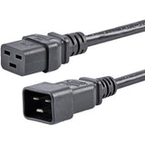 StarTech.com 6ft (1.8m) Heavy Duty Extension Cord, IEC C19 to IEC C20 Black Extension Cord, 15A 250V, 14AWG, Heavy Gauge Power Cable — PXTC19C20146