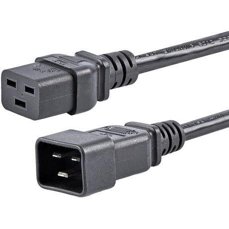 StarTech.com 6ft (1.8m) Heavy Duty Extension Cord, IEC C19 to IEC C20 Black Extension Cord, 15A 250V, 14AWG, Heavy Gauge Power Cable — PXTC19C20146