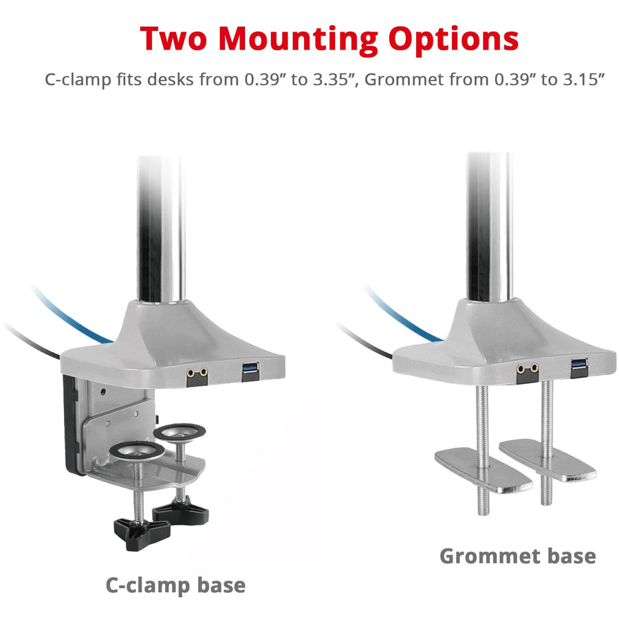 SIIG Dual Monitor Gas Spring Desk Mount with USB Port - 17" to 32" — CE-MT2X11-S1