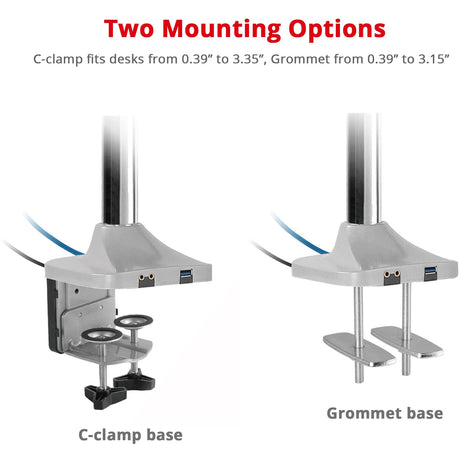 SIIG Dual Monitor Gas Spring Desk Mount with USB Port - 17" to 32" — CE-MT2X11-S1