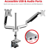 SIIG Dual Monitor Gas Spring Desk Mount with USB Port - 17" to 32" — CE-MT2X11-S1