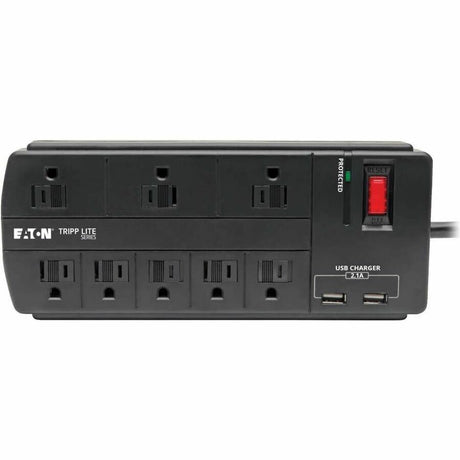 Eaton Tripp Lite Series 8-Outlet Surge Protector with 2 USB Ports (2.1A Shared) - 8 ft. (2.43 m) Cord, 1200 Joules, Black — TLP88USBB