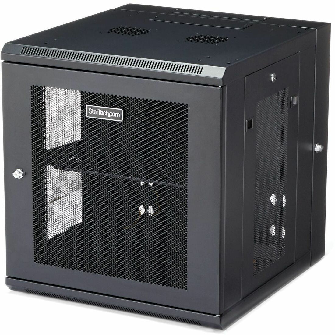 StarTech.com 4-Post 12U Wall Mount Network Cabinet, 19" Hinged Wall-Mounted Server Rack for IT Equipment, Flexible Lockable Rack Enclosure — RK1224WALHM