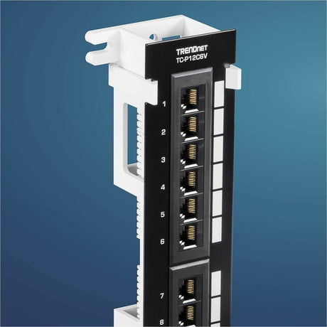 TRENDnet 12-Port Cat6 Unshielded Patch Panel, TC-P12C6V, Wall Mount, Included 89D Bracket, Vertical or Horizontal Installation, Compatible w/ Cat5e & Cat6 RJ45 Cabling, 110 IDC Type Terminal Blocks — TC-P12C6V