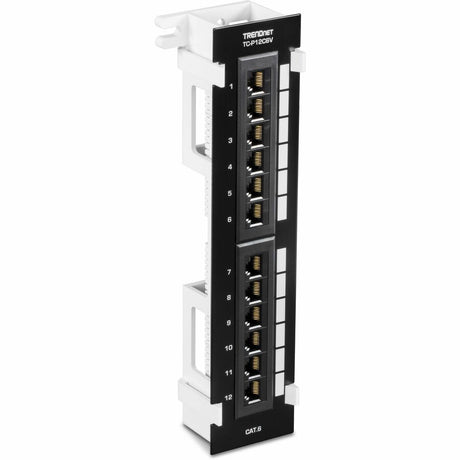 TRENDnet 12-Port Cat6 Unshielded Patch Panel, TC-P12C6V, Wall Mount, Included 89D Bracket, Vertical or Horizontal Installation, Compatible w/ Cat5e & Cat6 RJ45 Cabling, 110 IDC Type Terminal Blocks — TC-P12C6V